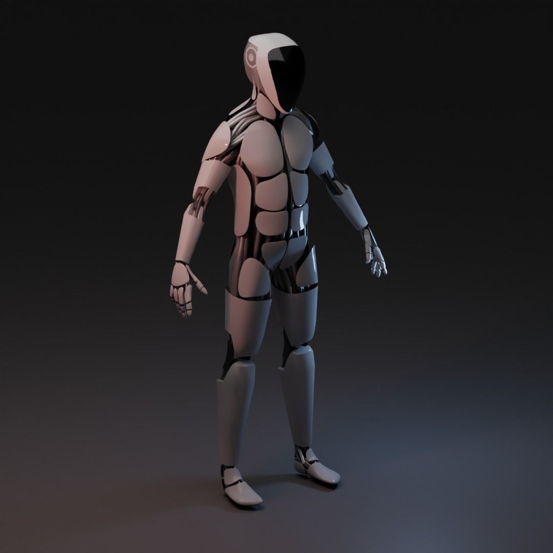 Futuristic robot - Game ready - Riged Low-poly 3D model_4