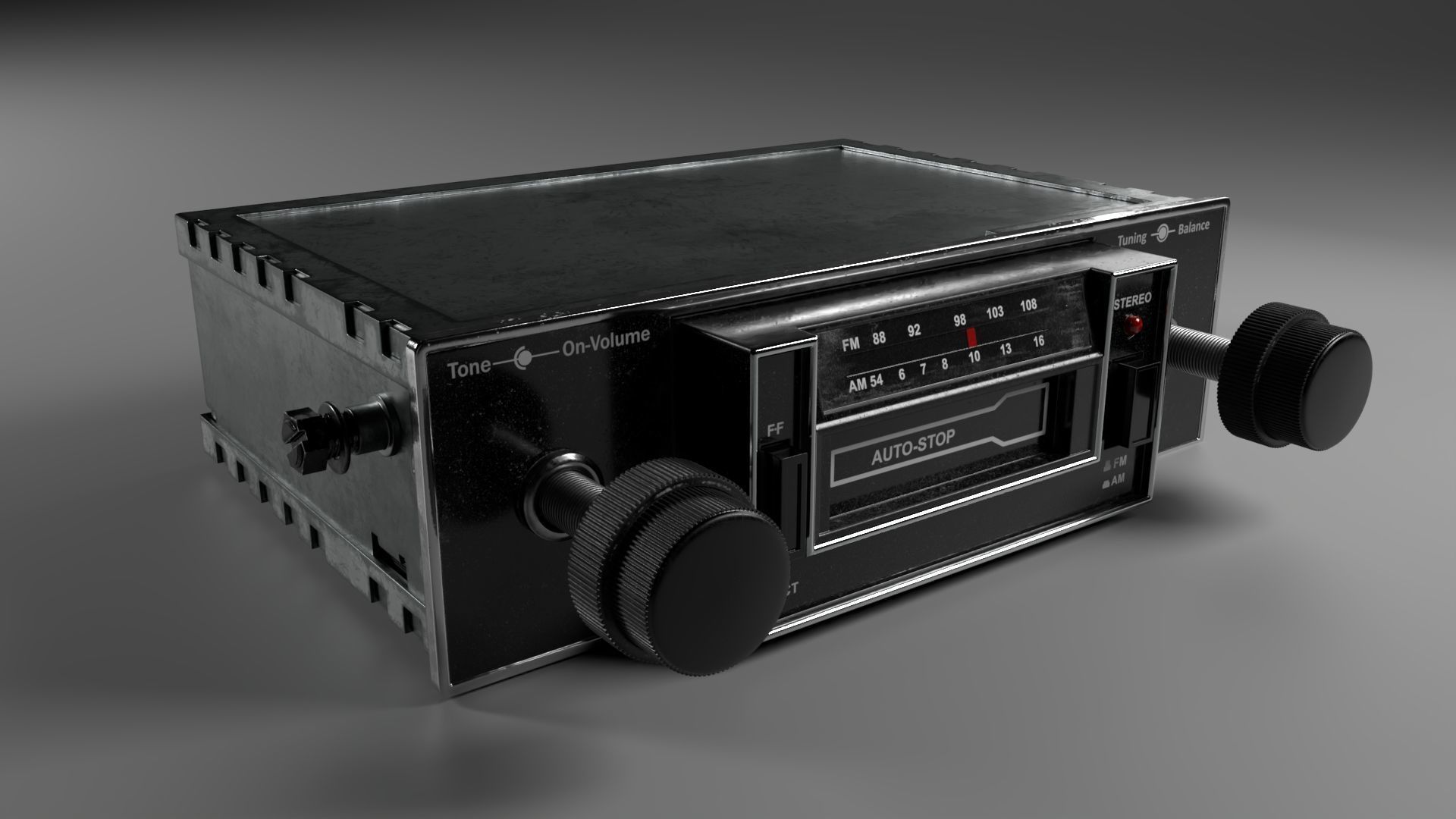 Radio Cassette player 1980s style 3D model_1