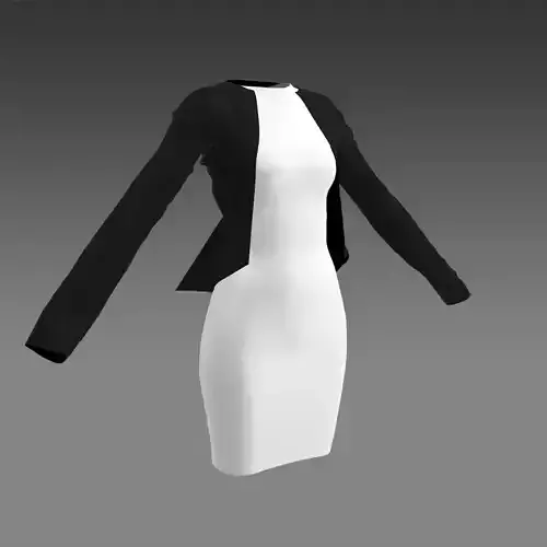 white dress black jacket look basic