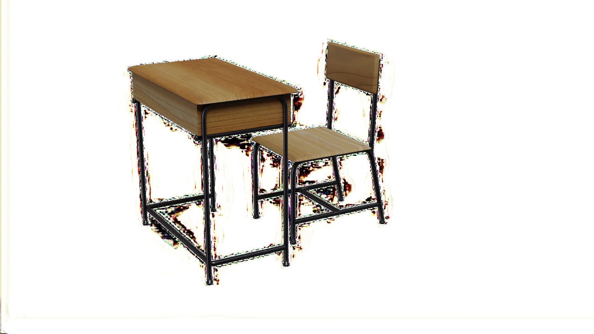 Chair and Table School Free low-poly 3D model_3