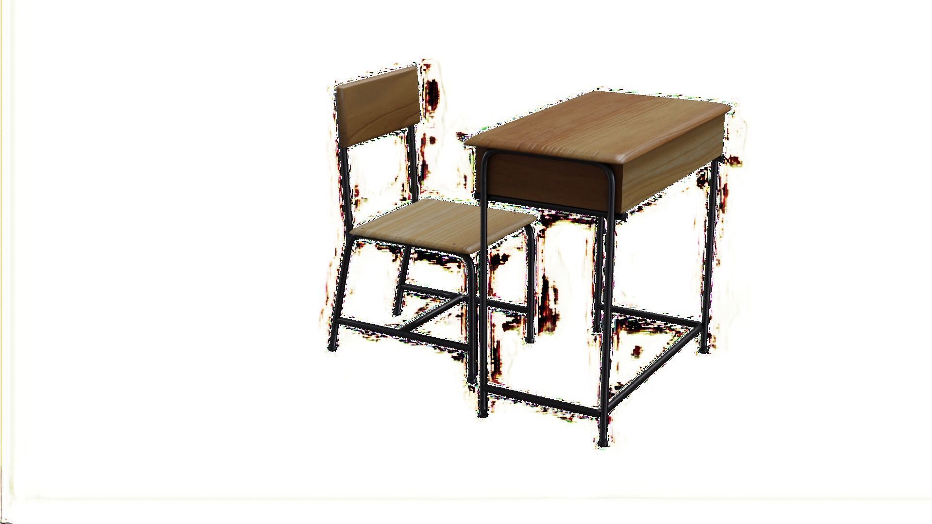 Chair and Table School Free low-poly 3D model_7