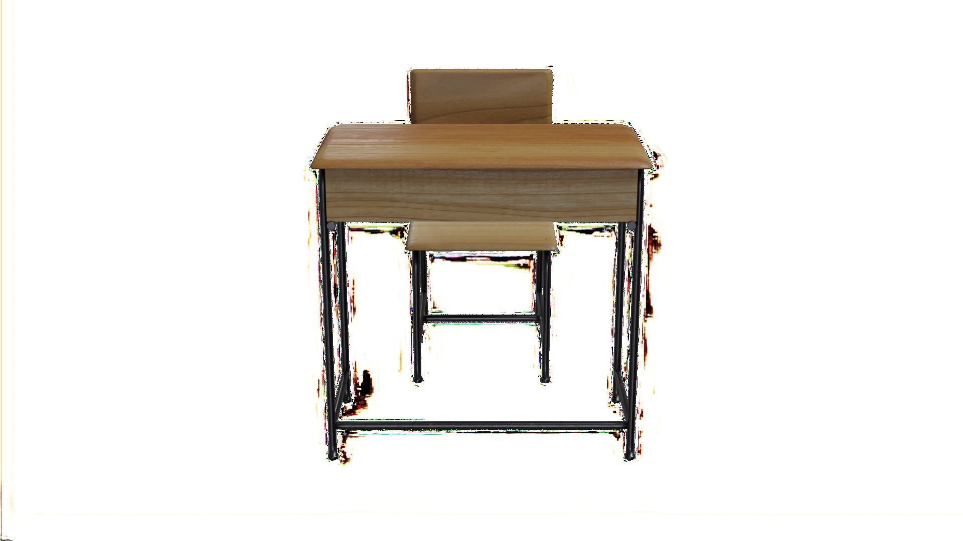 Chair and Table School Free low-poly 3D model_2