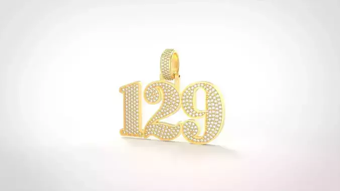 Model 1074 129 Pave Logo - Number Plate Diamond Pendant