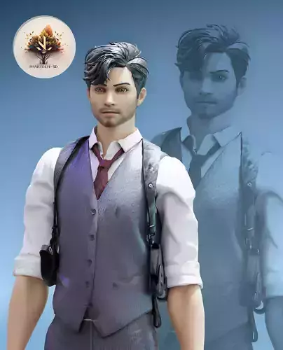 Low-Poly Humanoid Character with Detailed Clothing Assets Low-poly 3D model
