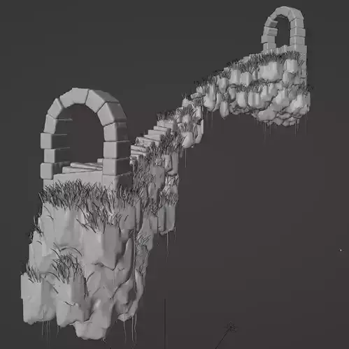 Fantacy bridge made of rocks and grass