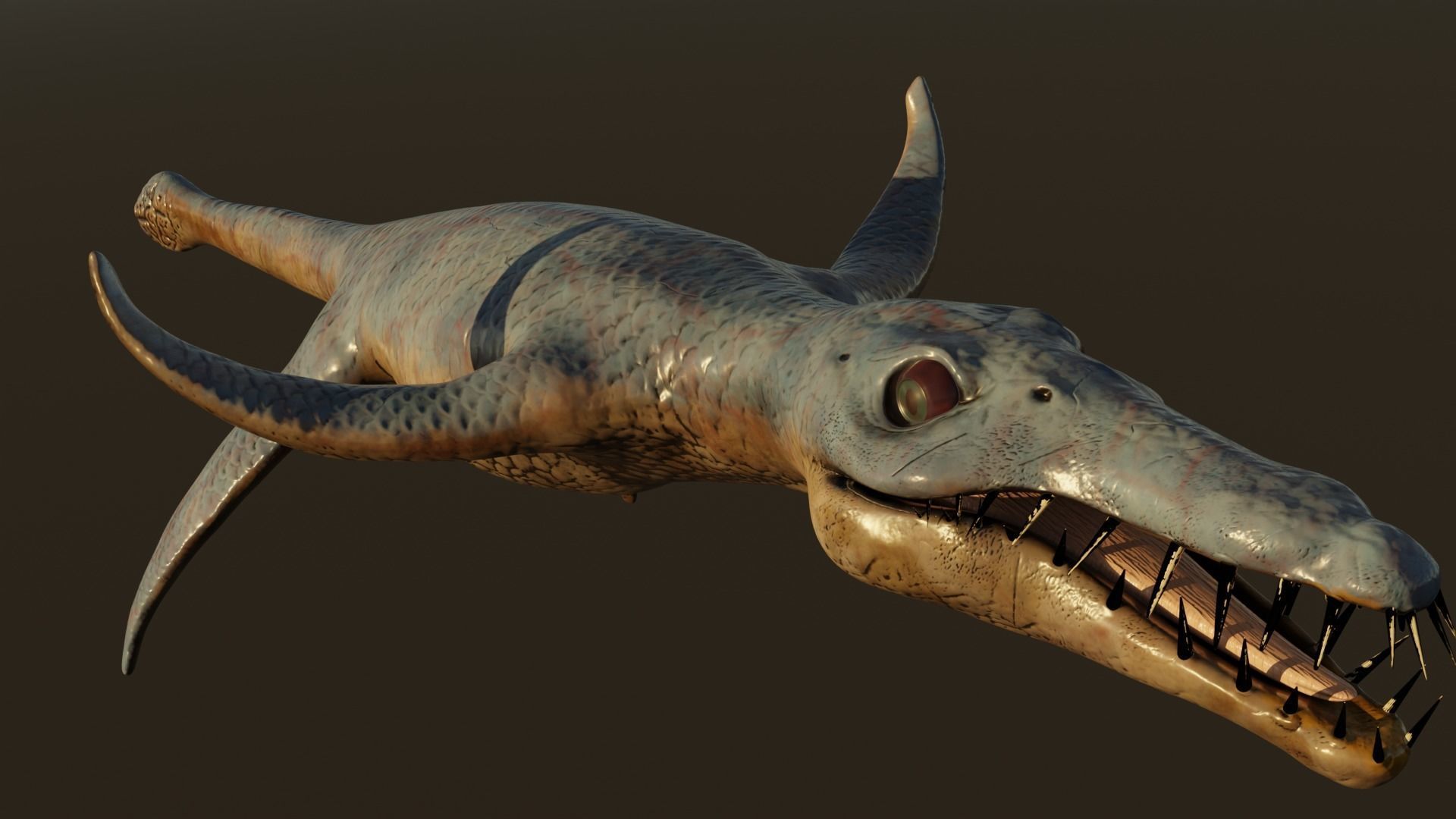 Liopleurodon dinosaur 3D model_11