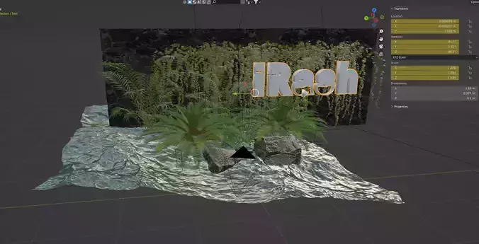 jungel island with palm trees and sign