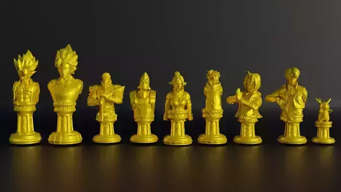 Anime Figure Chess Set - Popular 19 Different Anime Character 3D print model