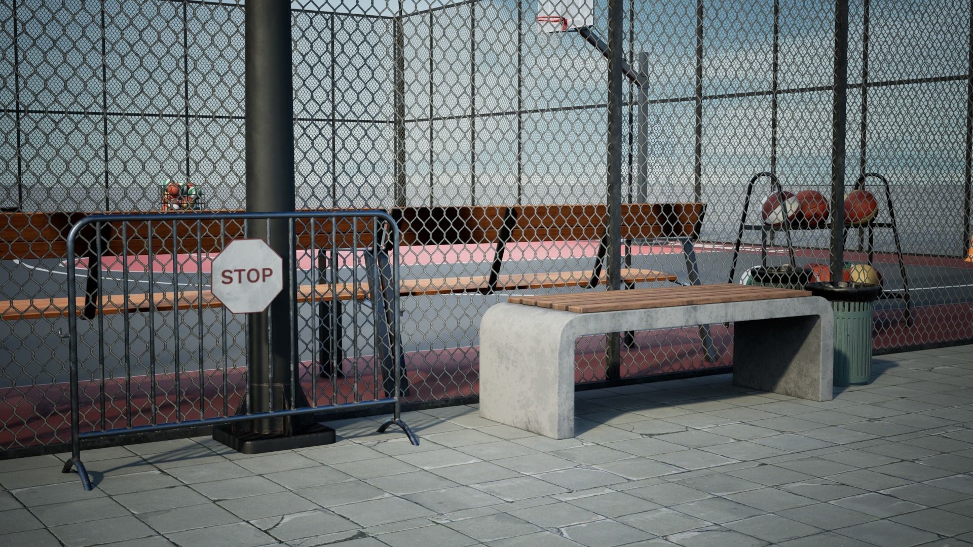 Basketball Arena game Ready UE Low-poly 3D model_11