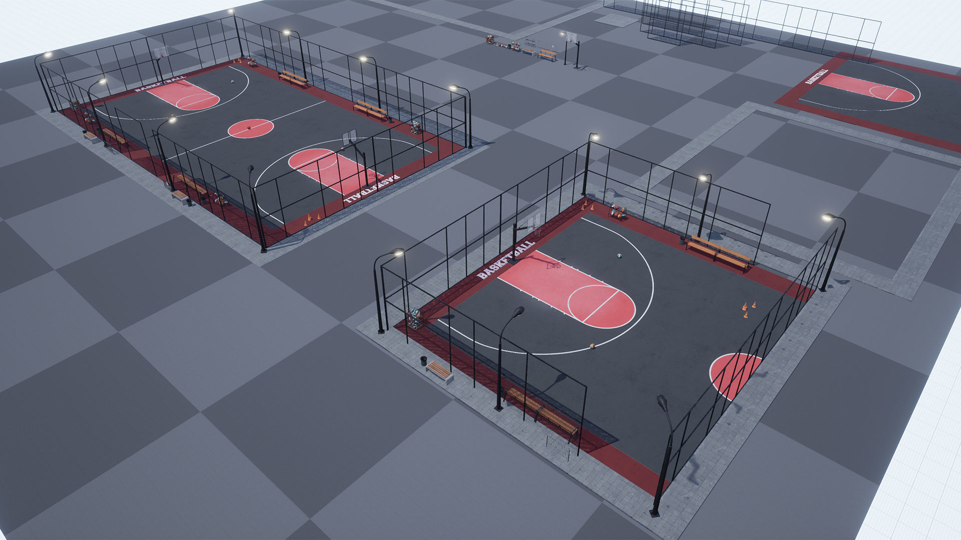 Basketball Arena game Ready UE Low-poly 3D model_14