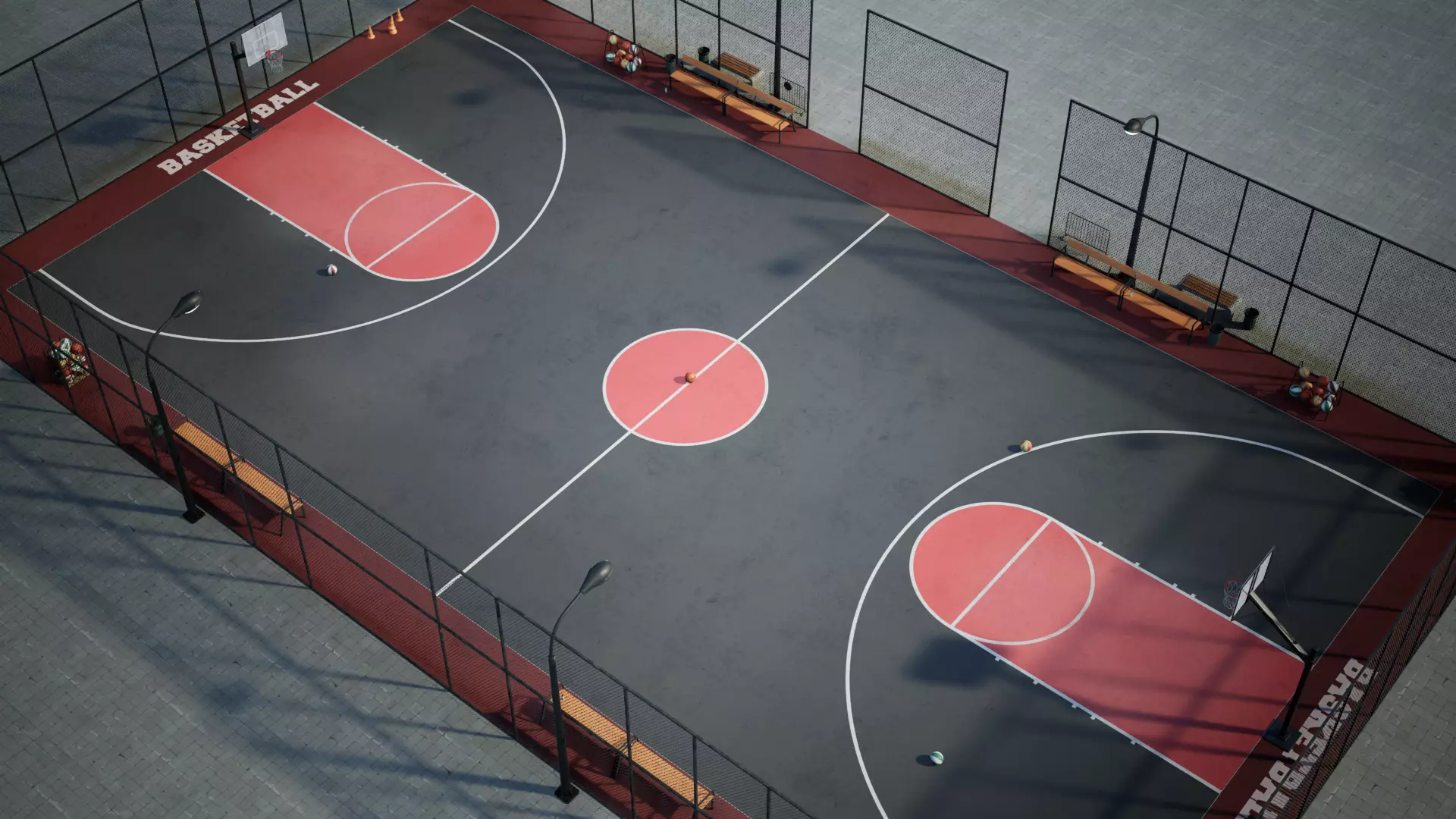 Basketball Arena game Ready UE Low-poly 3D model_0