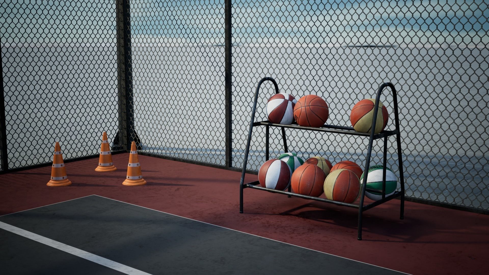 Basketball Arena game Ready UE Low-poly 3D model_9