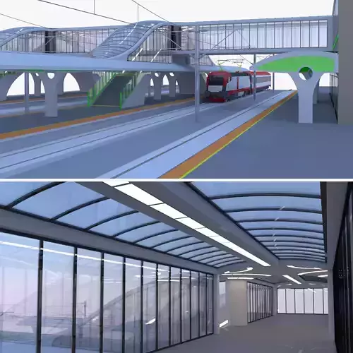 Railway station with train