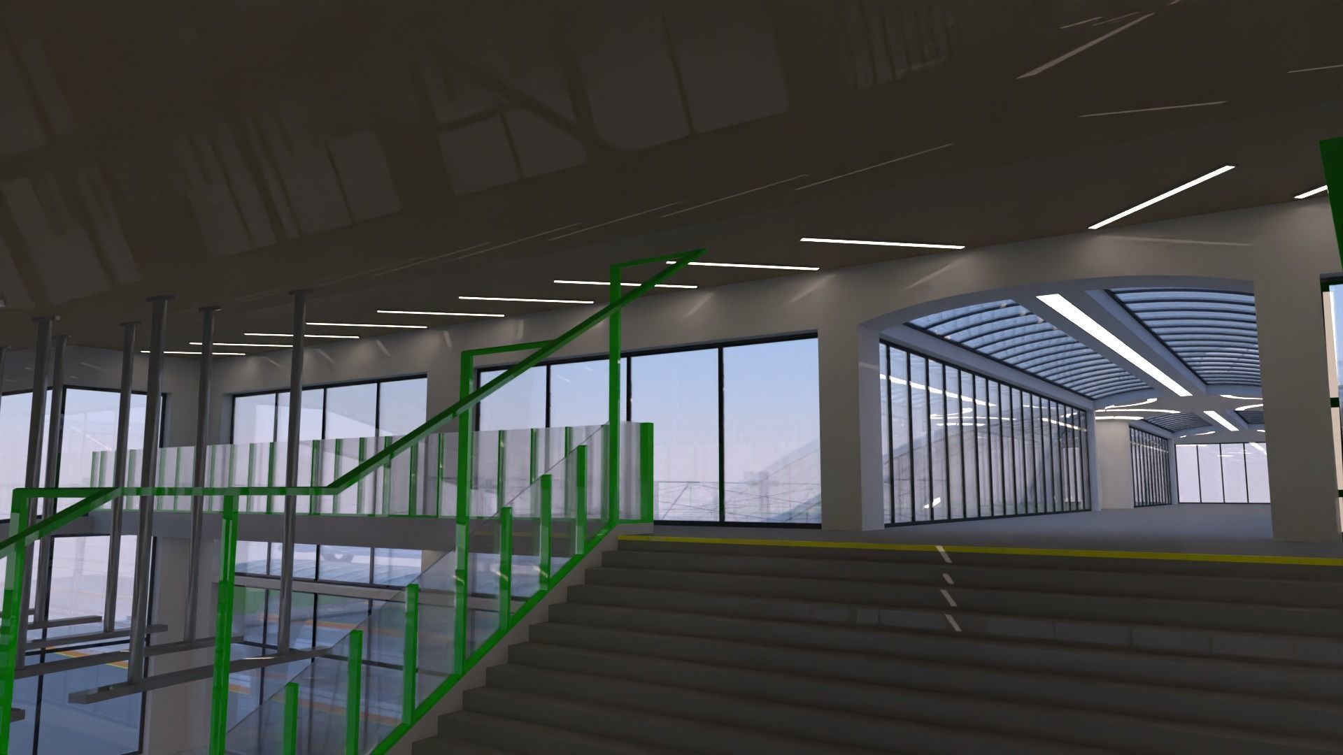 Railway station with train 3D model_23