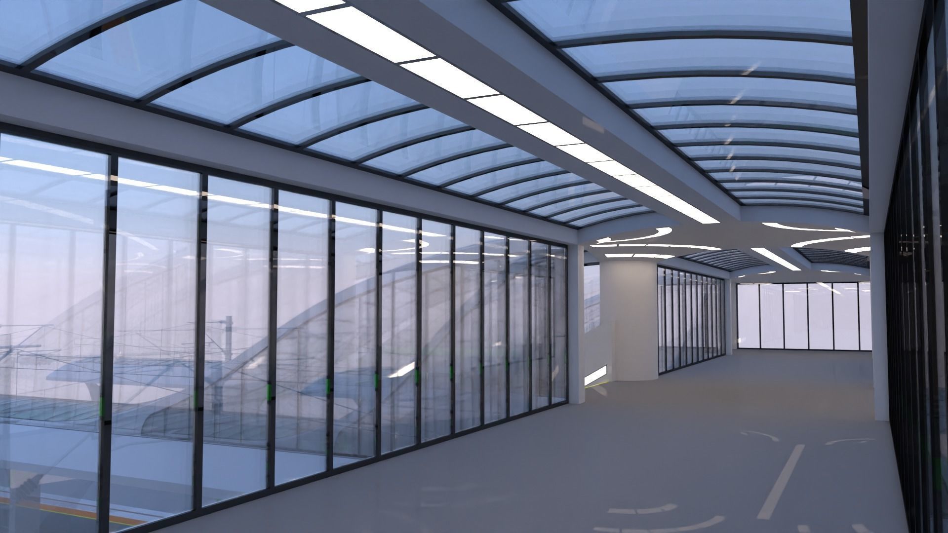 Railway station with train 3D model_12