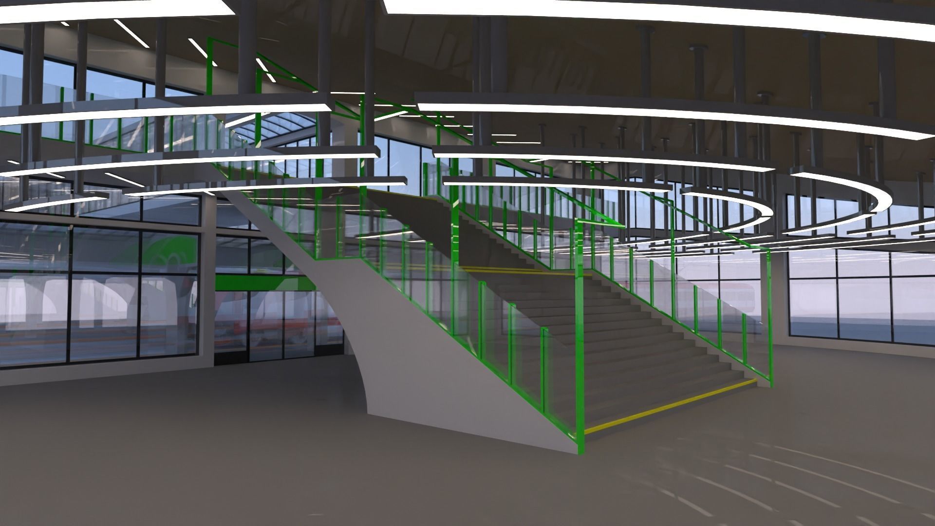 Railway station with train 3D model_32