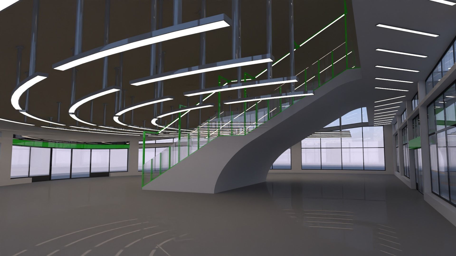 Railway station with train 3D model_14