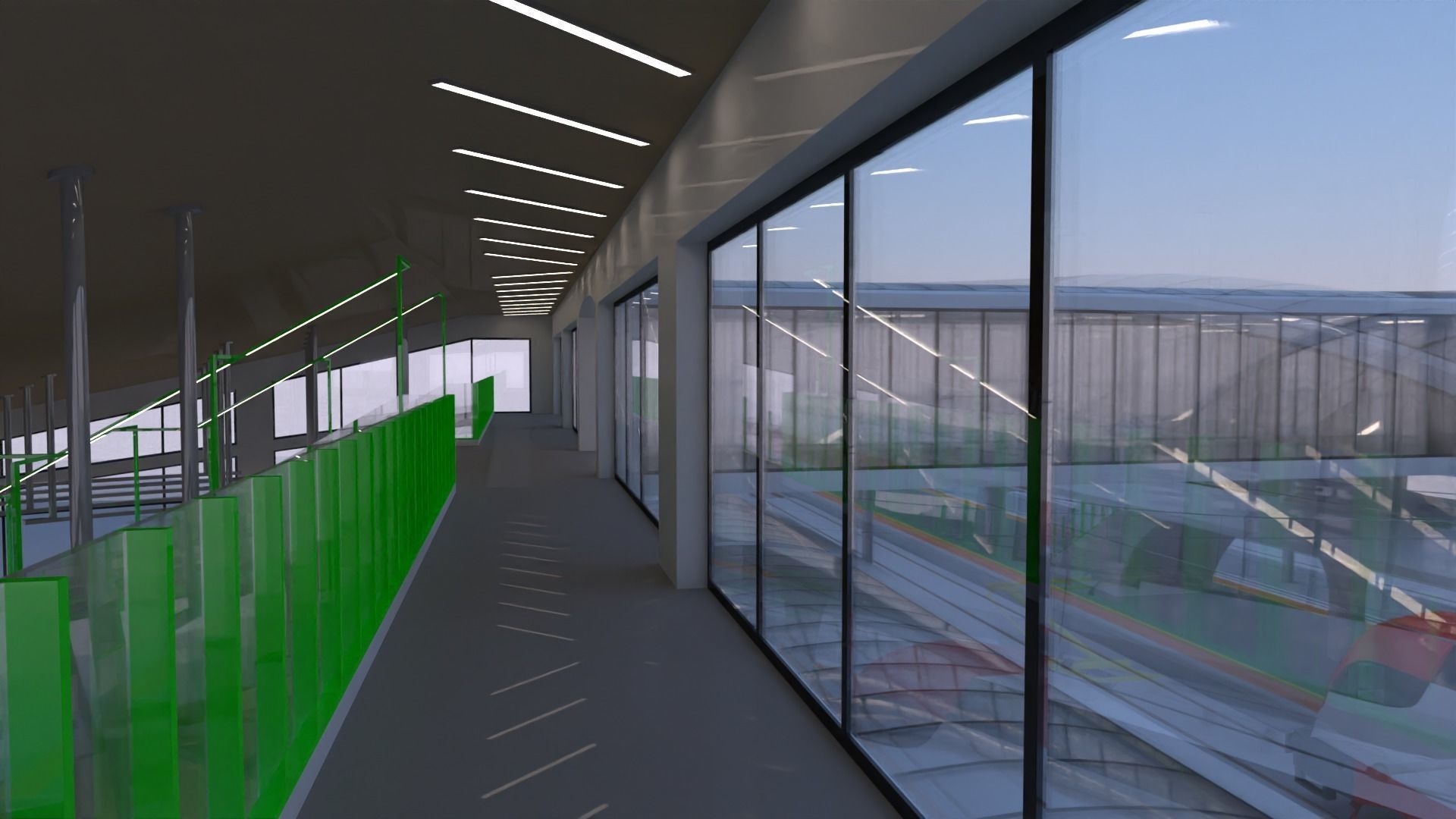 Railway station with train 3D model_25