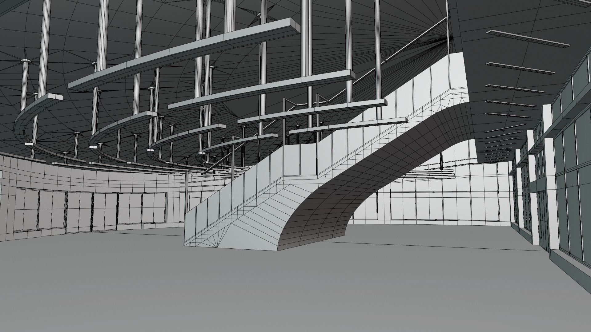 Railway station with train 3D model_15