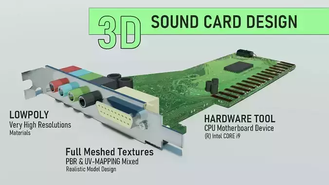 Sound Card Low-poly 3D model