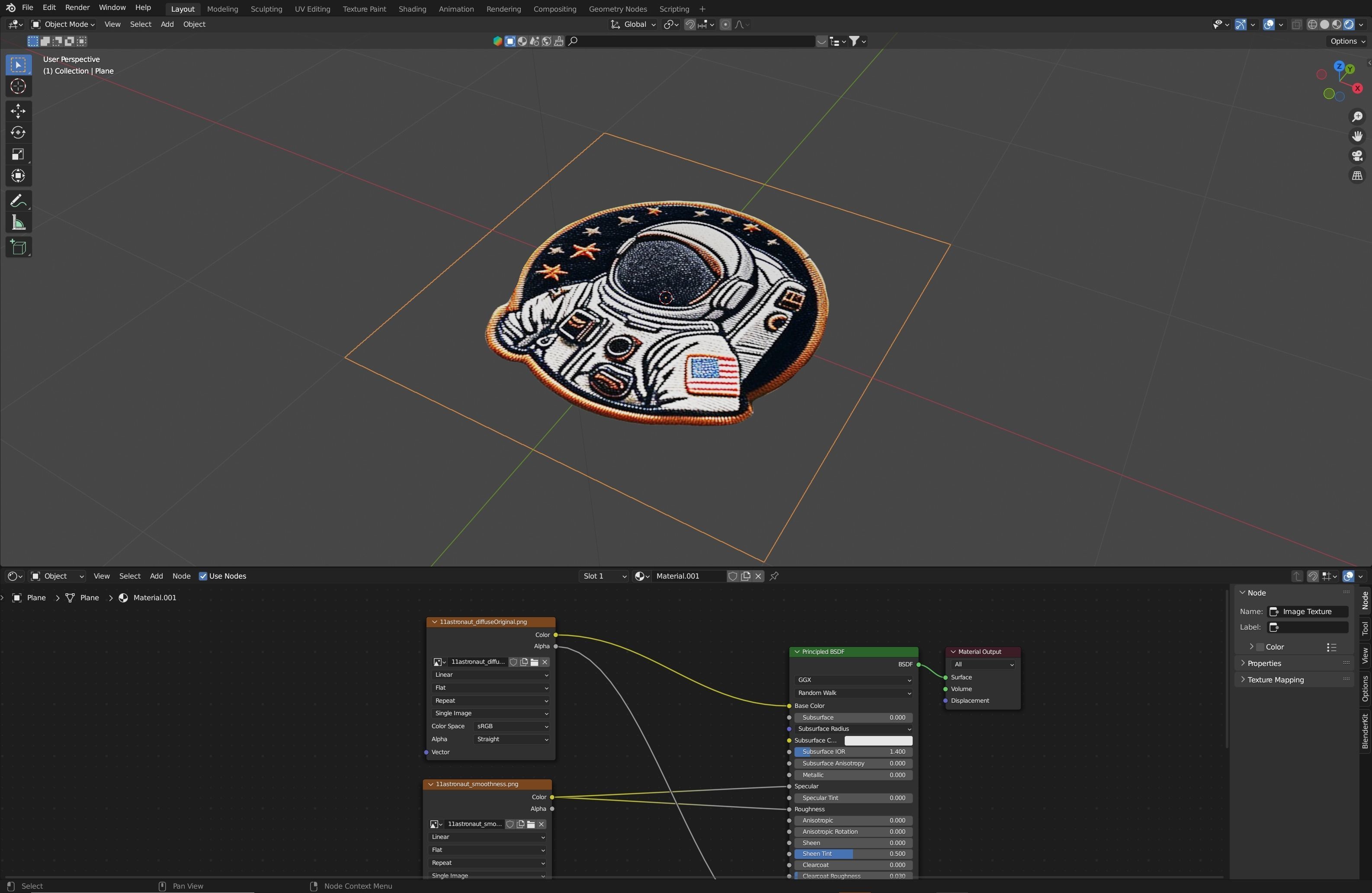 Astronaut embroidered patch v11 Texture_1
