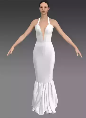 Dress white color cotton matte fabric 