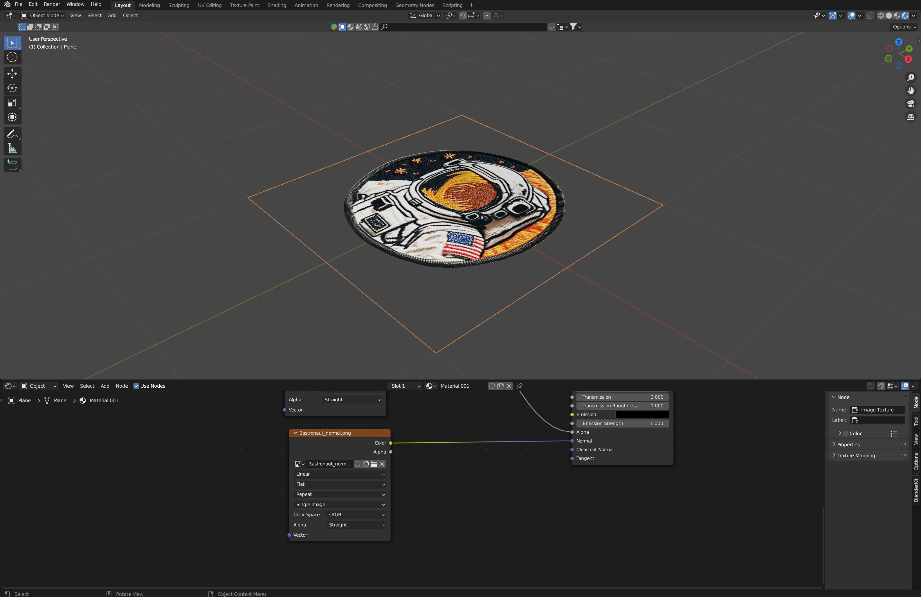 Astronaut embroidered patch v3 Low-poly 3D model_1