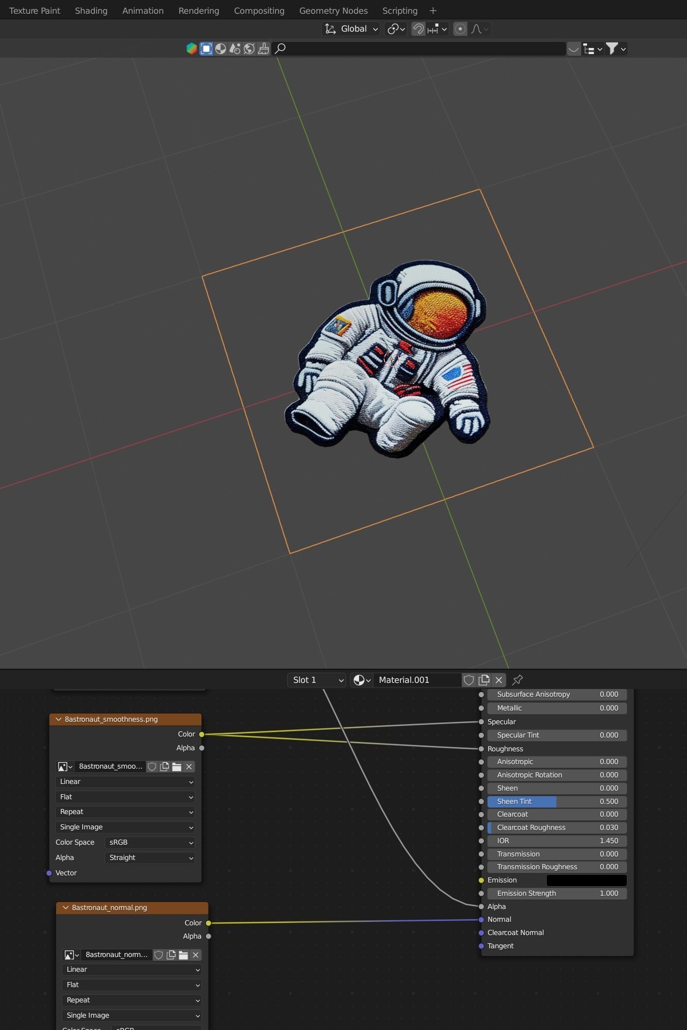 Astronaut embroidered patch v8 Low-poly 3D model_1