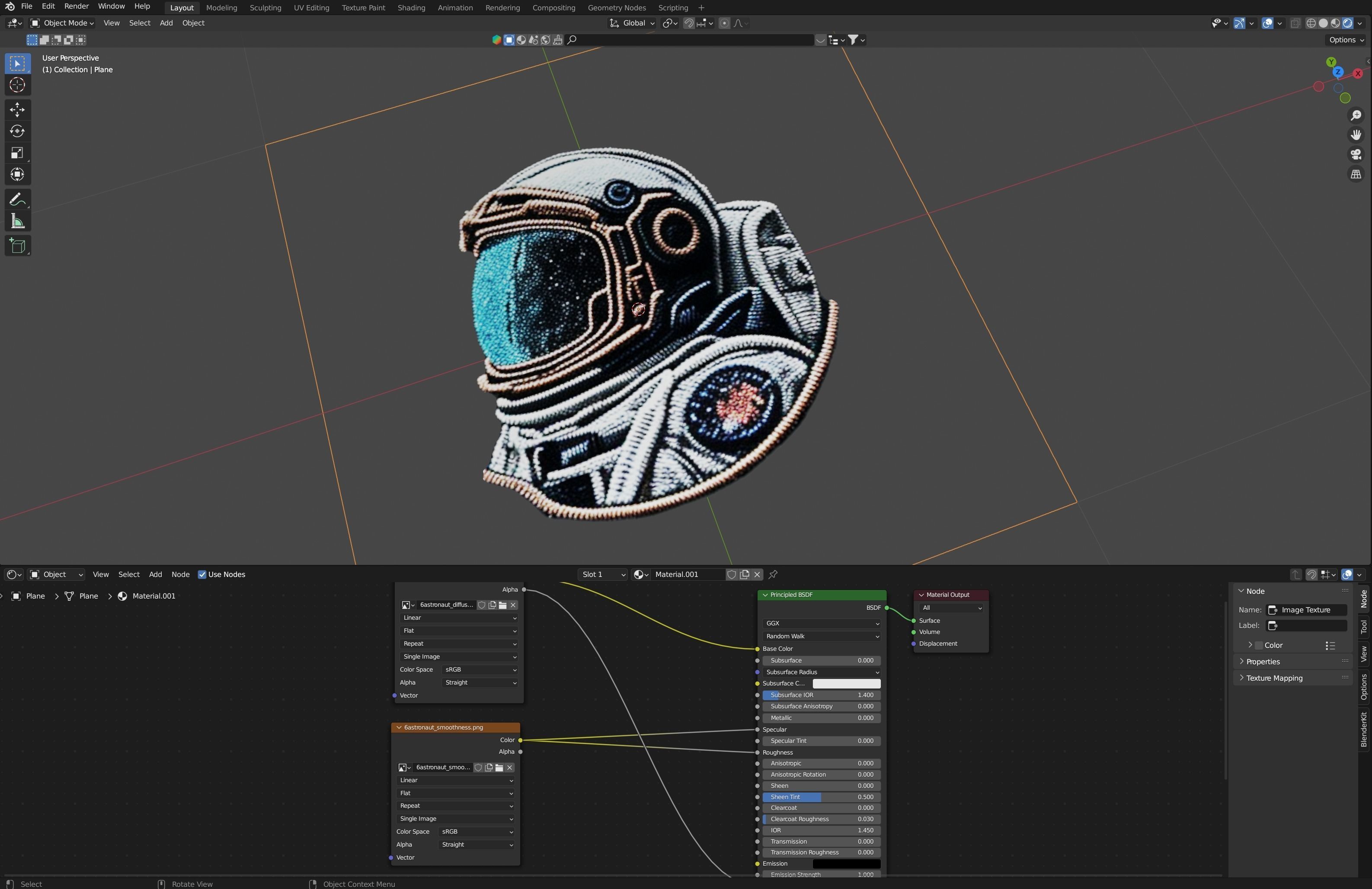 Astronaut embroidered patch v6 Low-poly 3D model_1