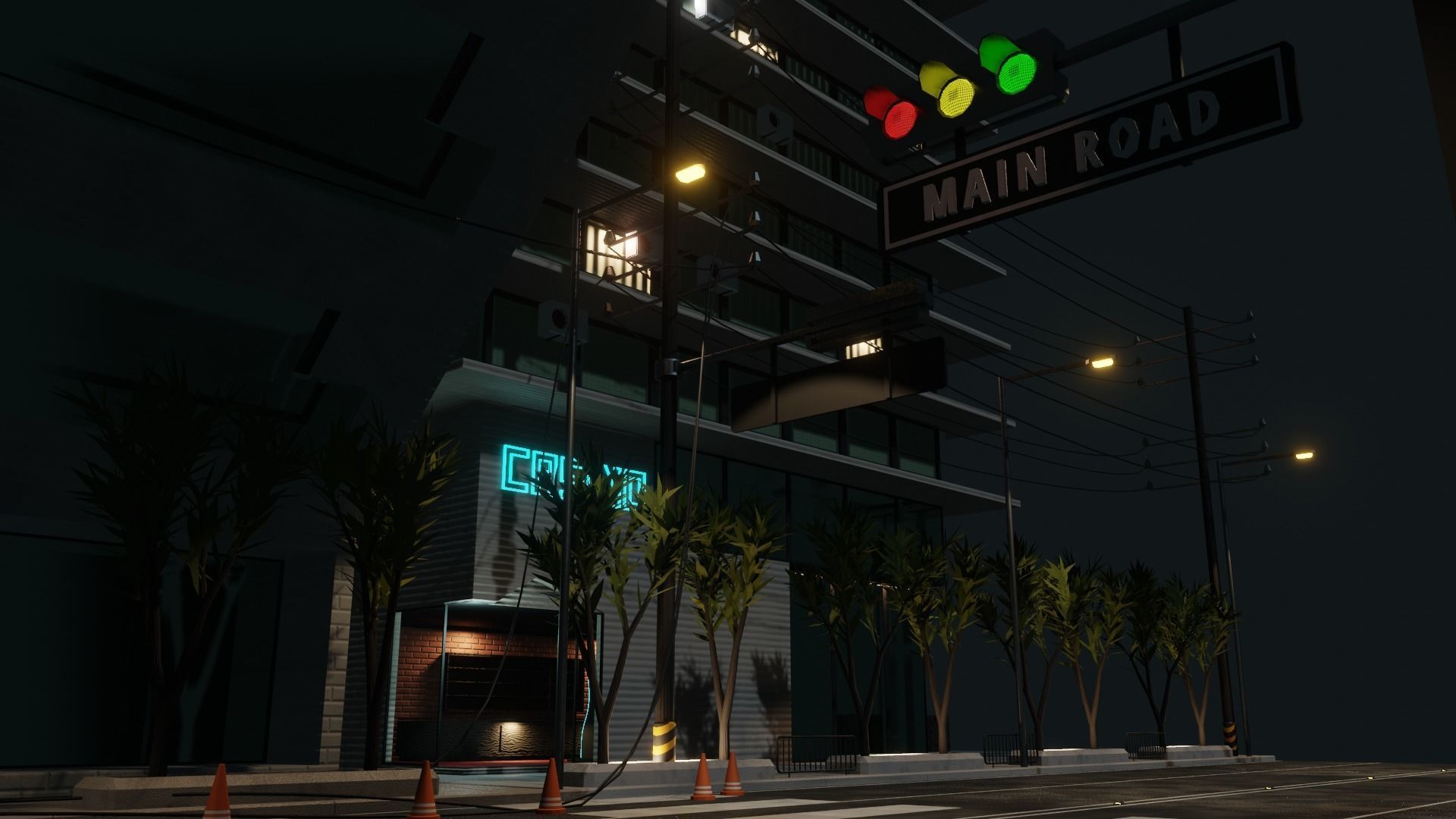 Destroyed city square Low-poly 3D model_6