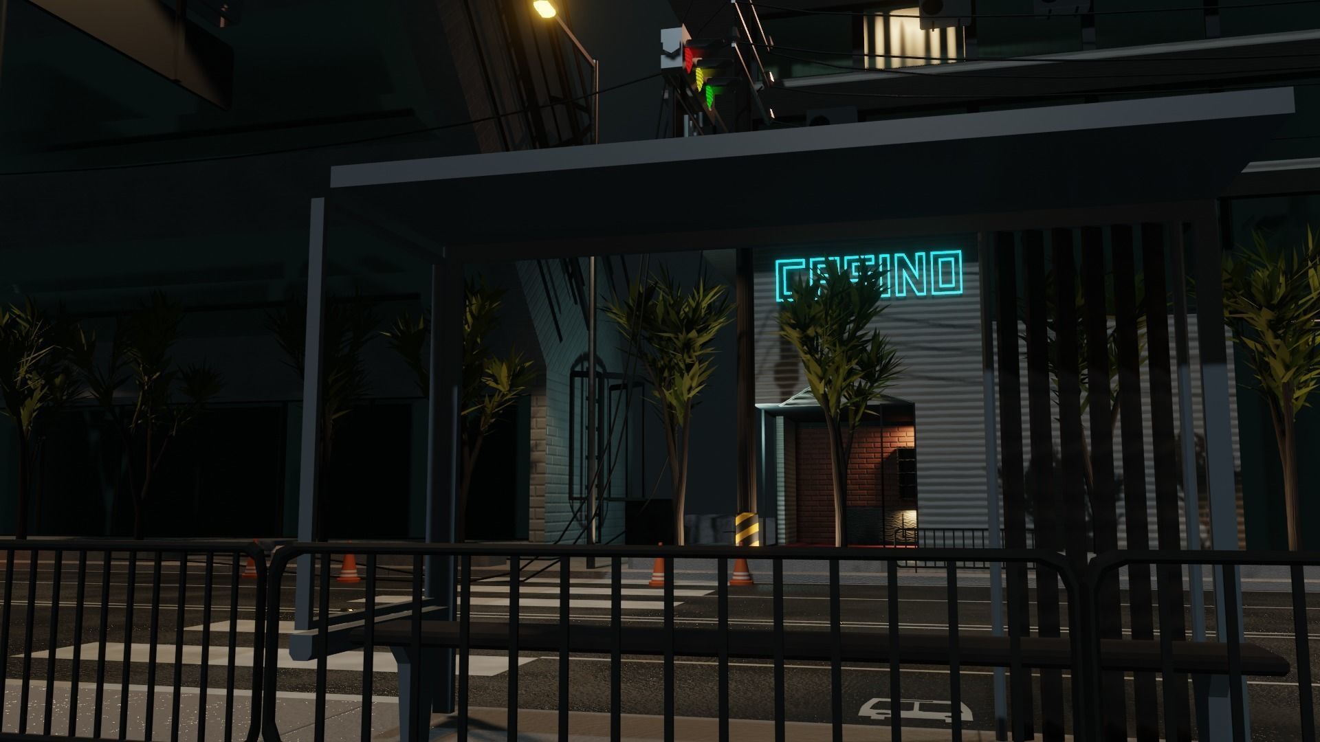 Destroyed city square Low-poly 3D model_18