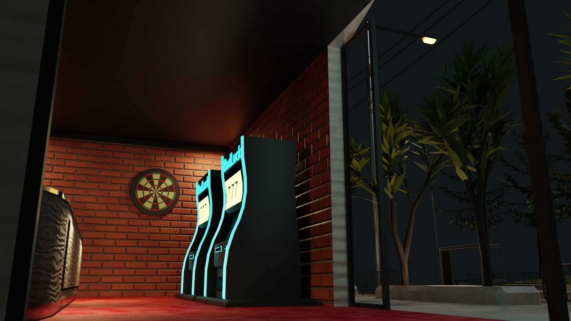 Destroyed city square Low-poly 3D model_9