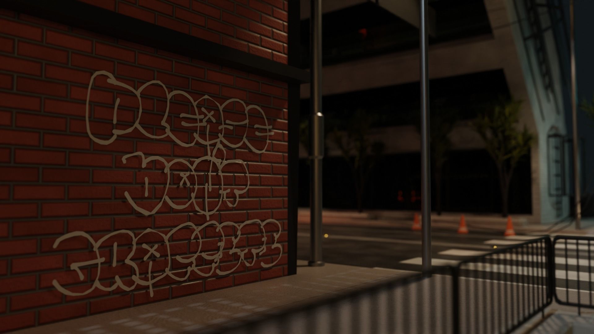 Destroyed city square Low-poly 3D model_11