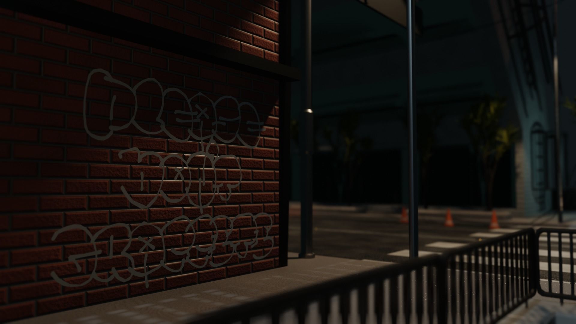 Destroyed city square Low-poly 3D model_12