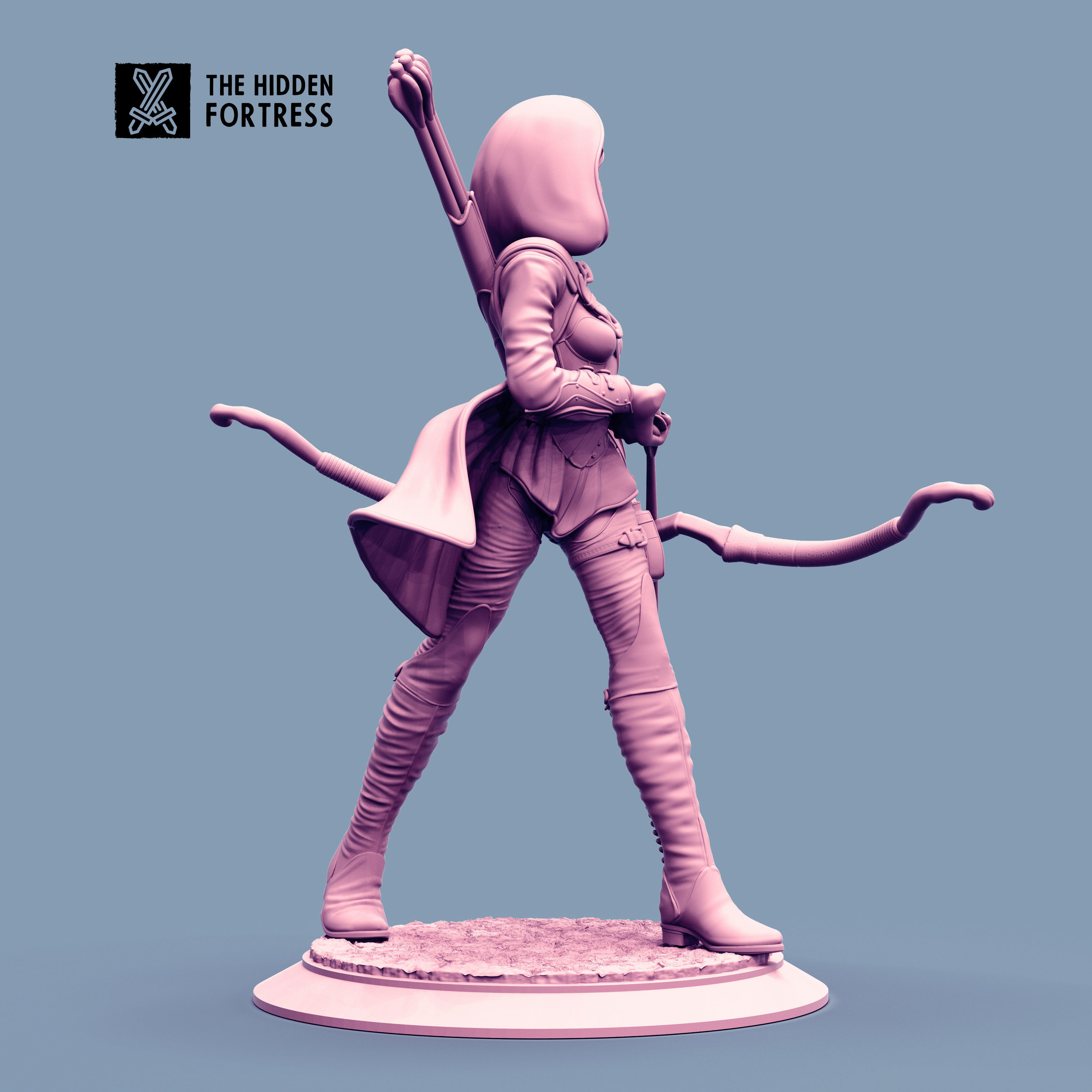 Elf Female Ranger Miniature 3D print model_2