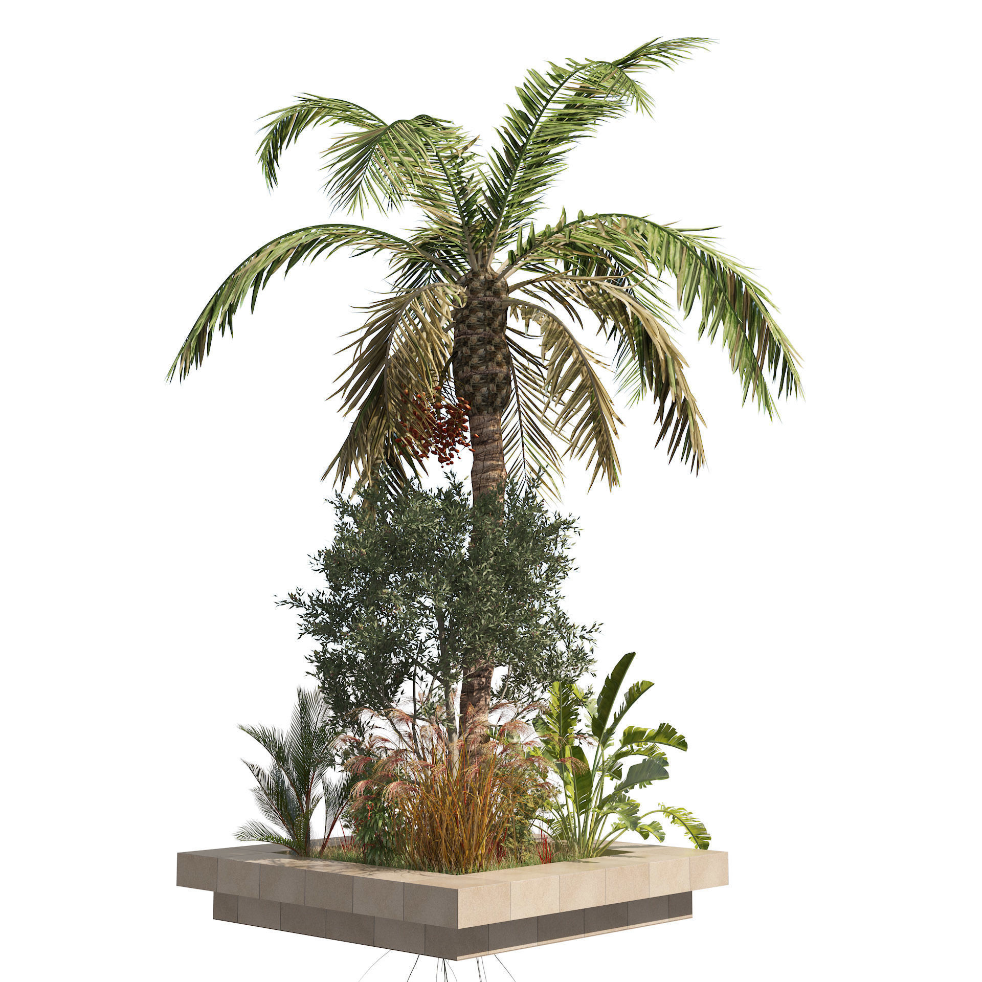 Garden Island plants  Low-poly 3D model_1