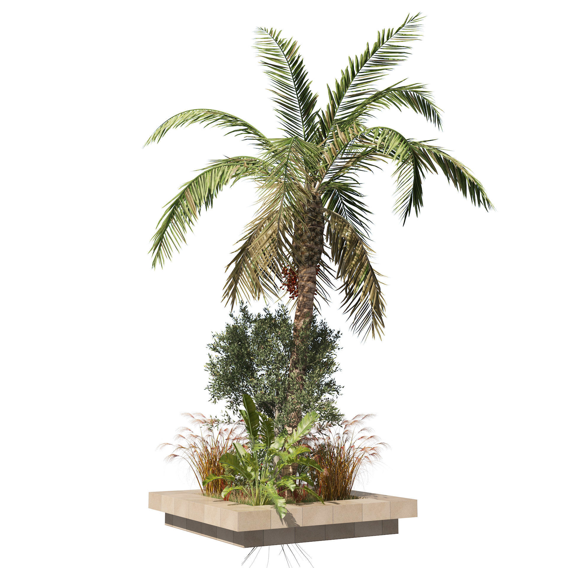 Garden Island plants  Low-poly 3D model_2