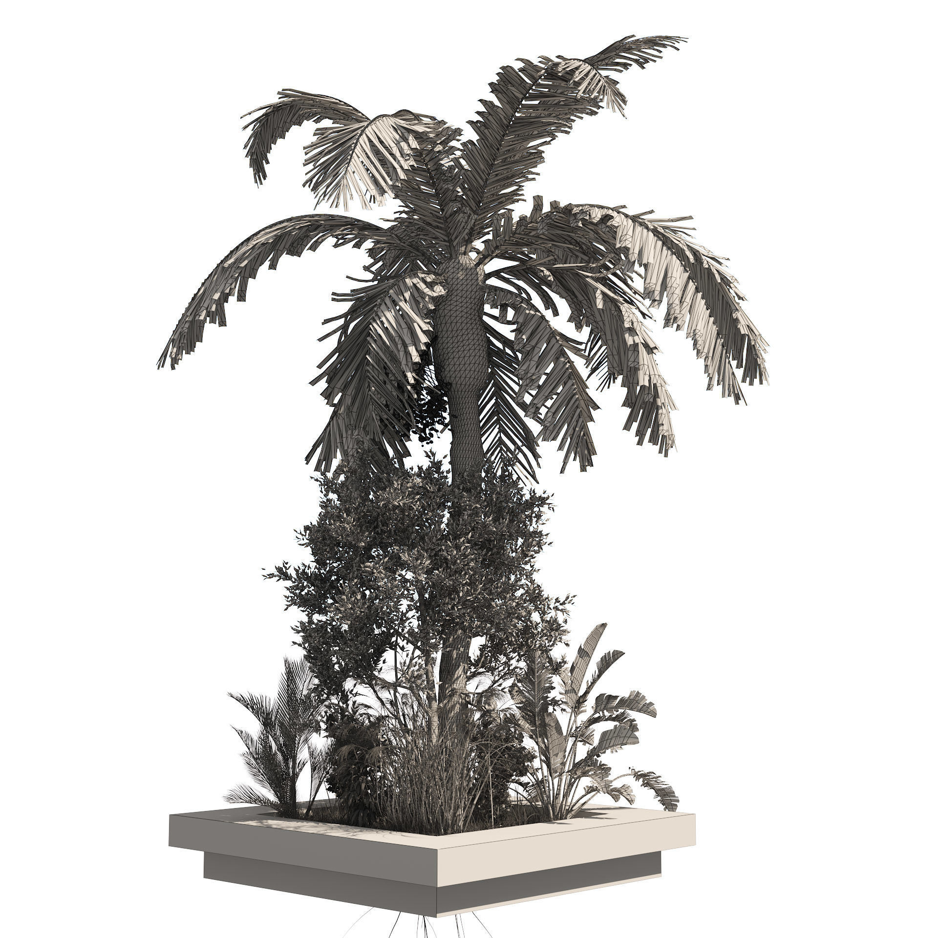Garden Island plants  Low-poly 3D model_5