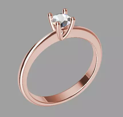 SOLITAIRE engagement ring in rose gold 3D print model_0