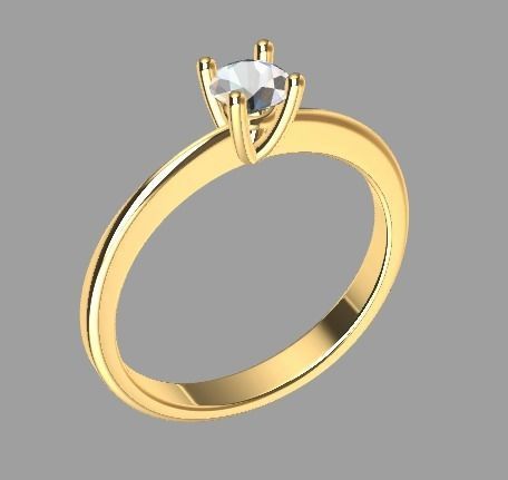 SOLITAIRE engagement ring in rose gold 3D print model_2
