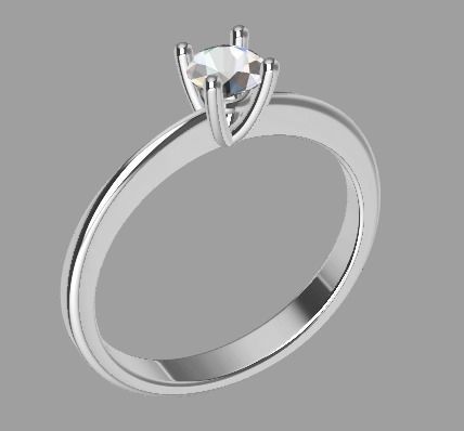 SOLITAIRE engagement ring in rose gold 3D print model_1