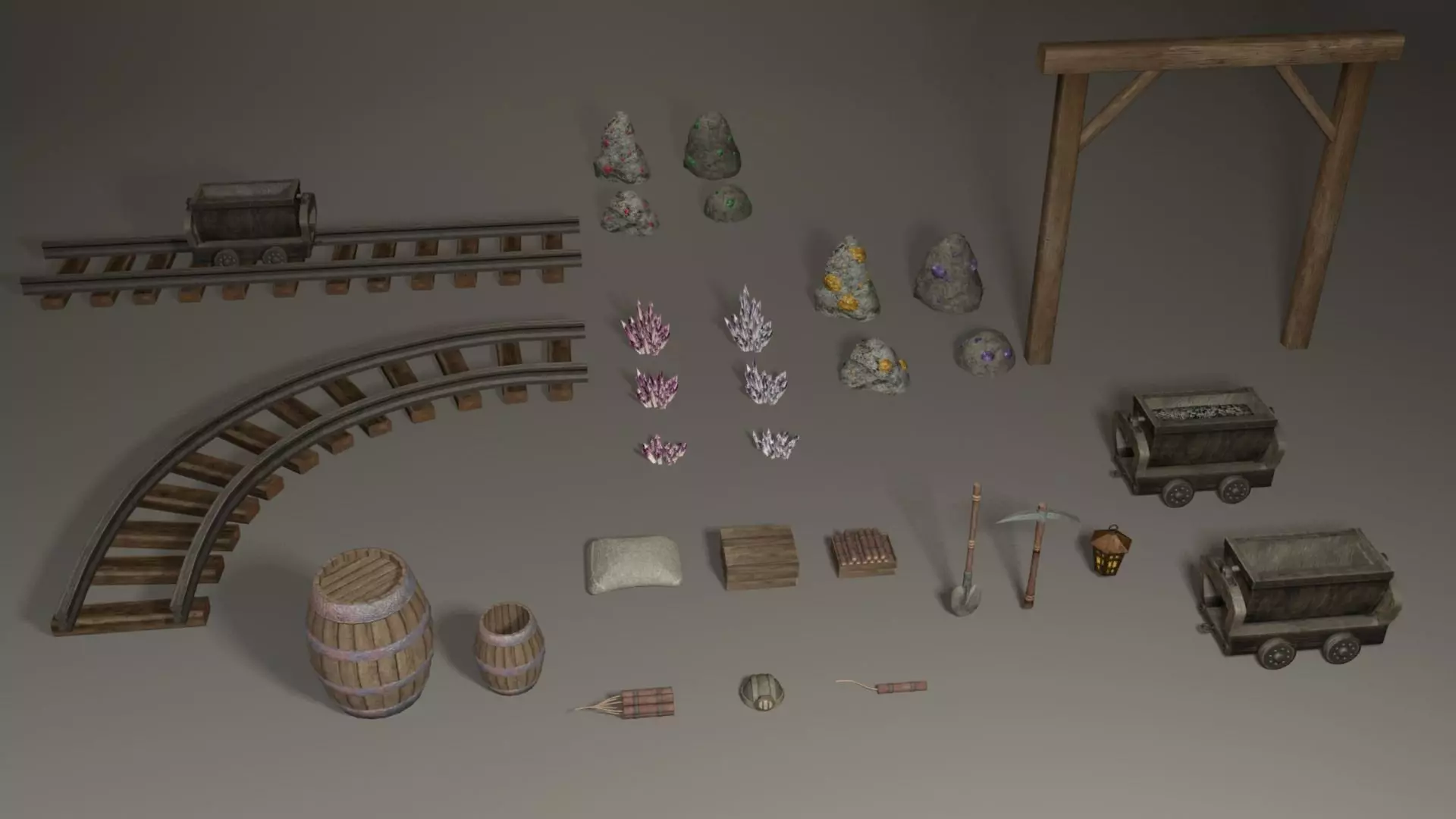 Miner pack - 29 items collection Low-poly 3D model_0
