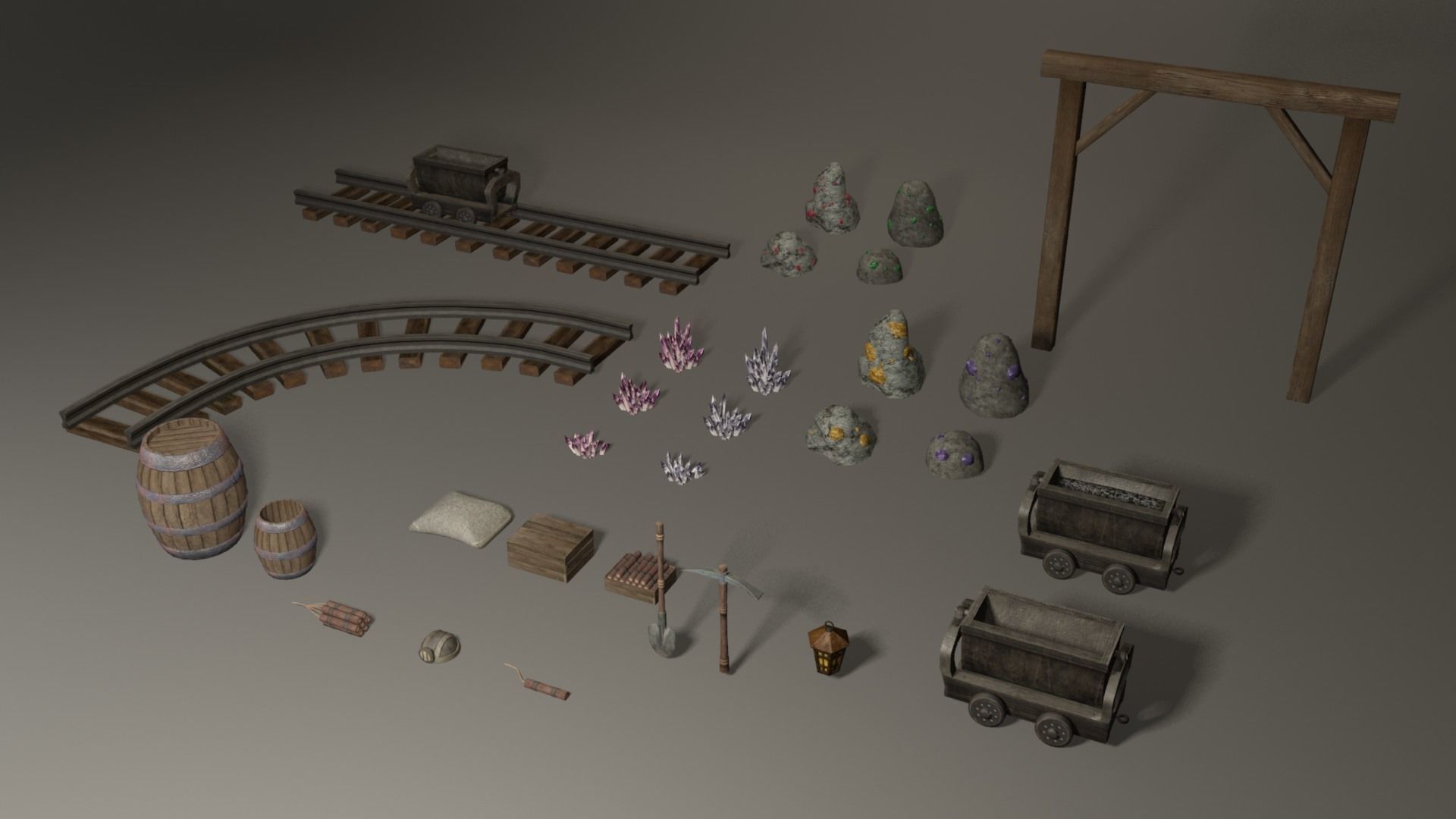 Miner pack - 29 items collection Low-poly 3D model_8