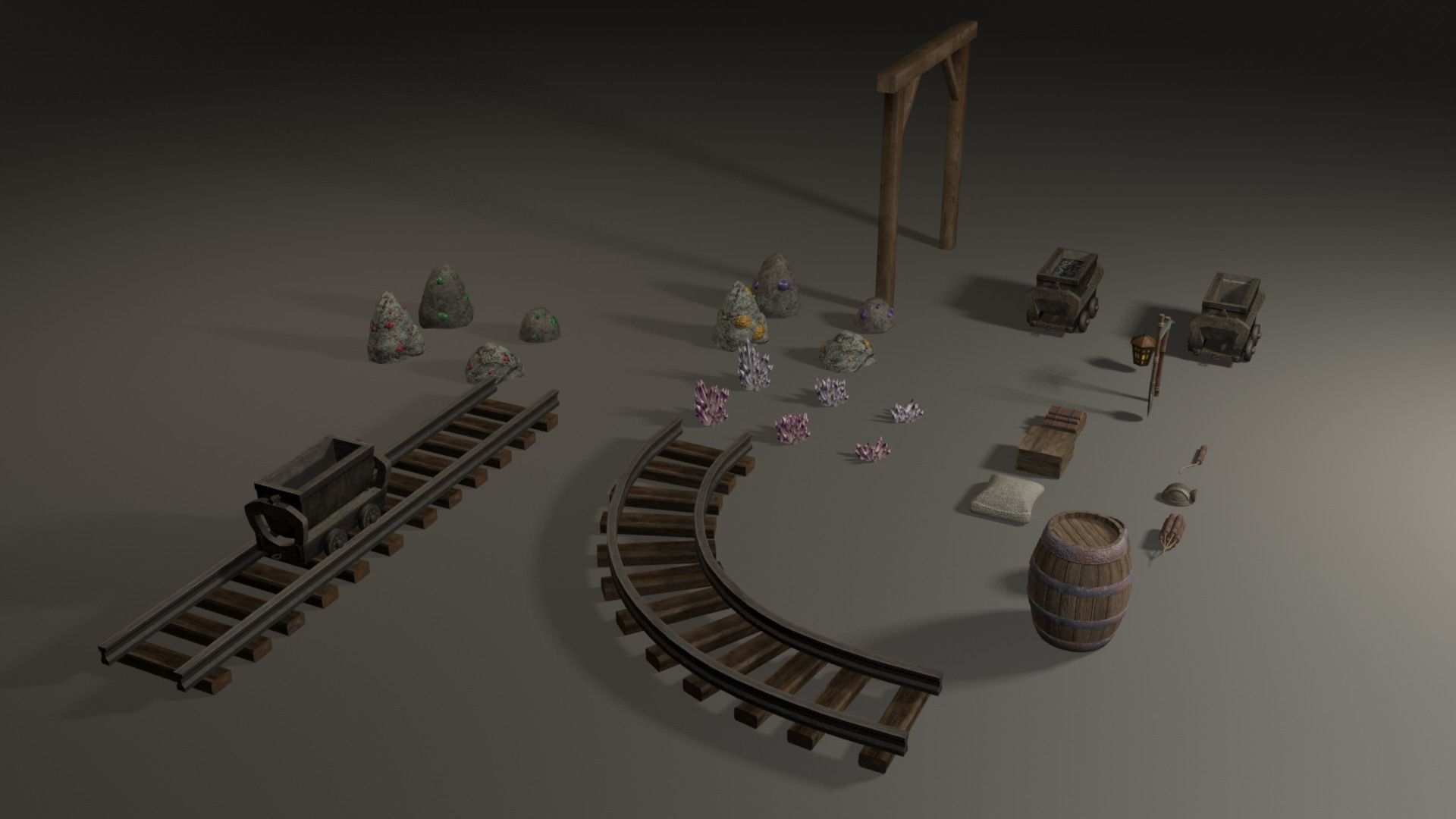 Miner pack - 29 items collection Low-poly 3D model_5