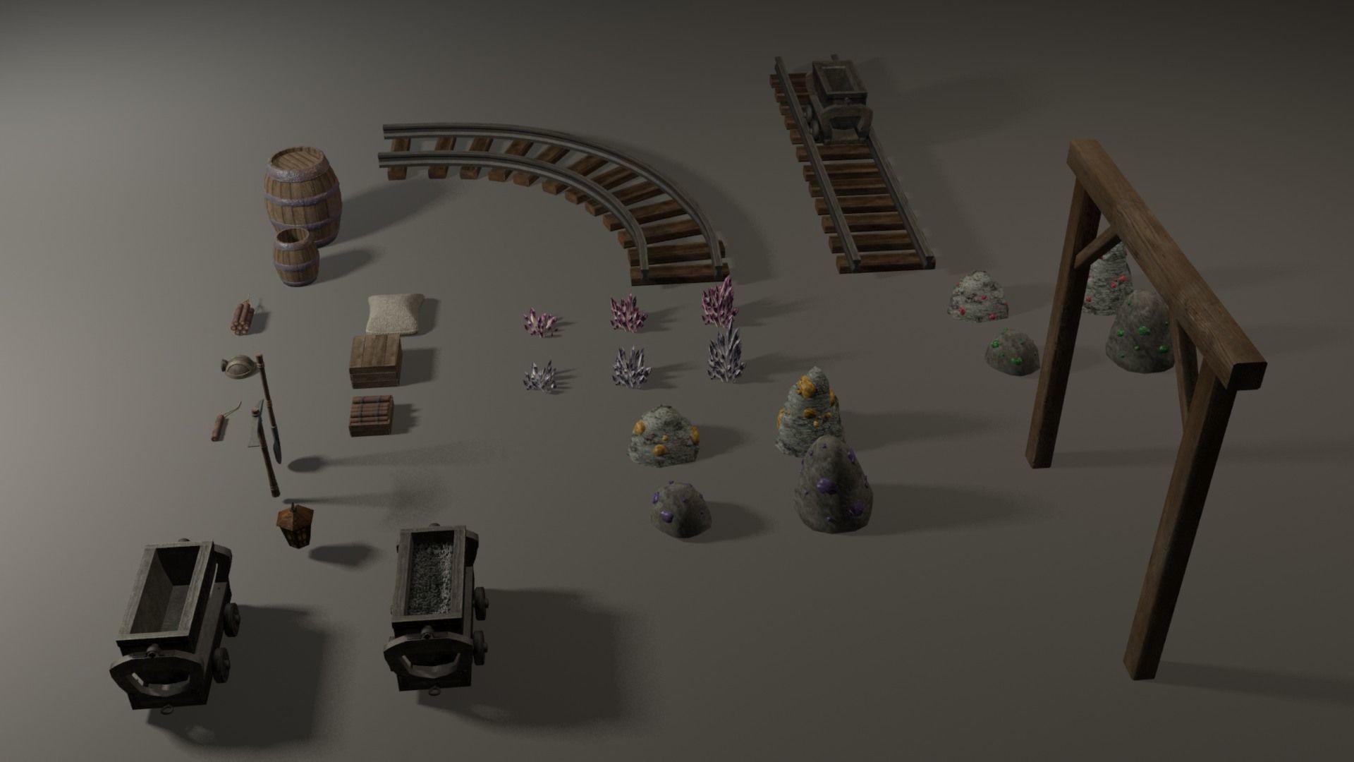 Miner pack - 29 items collection Low-poly 3D model_2
