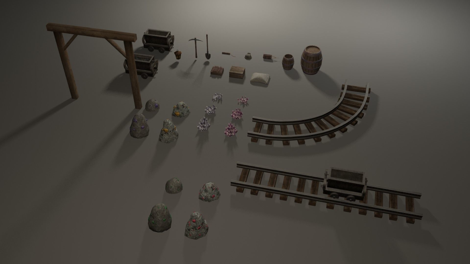 Miner pack - 29 items collection Low-poly 3D model_6
