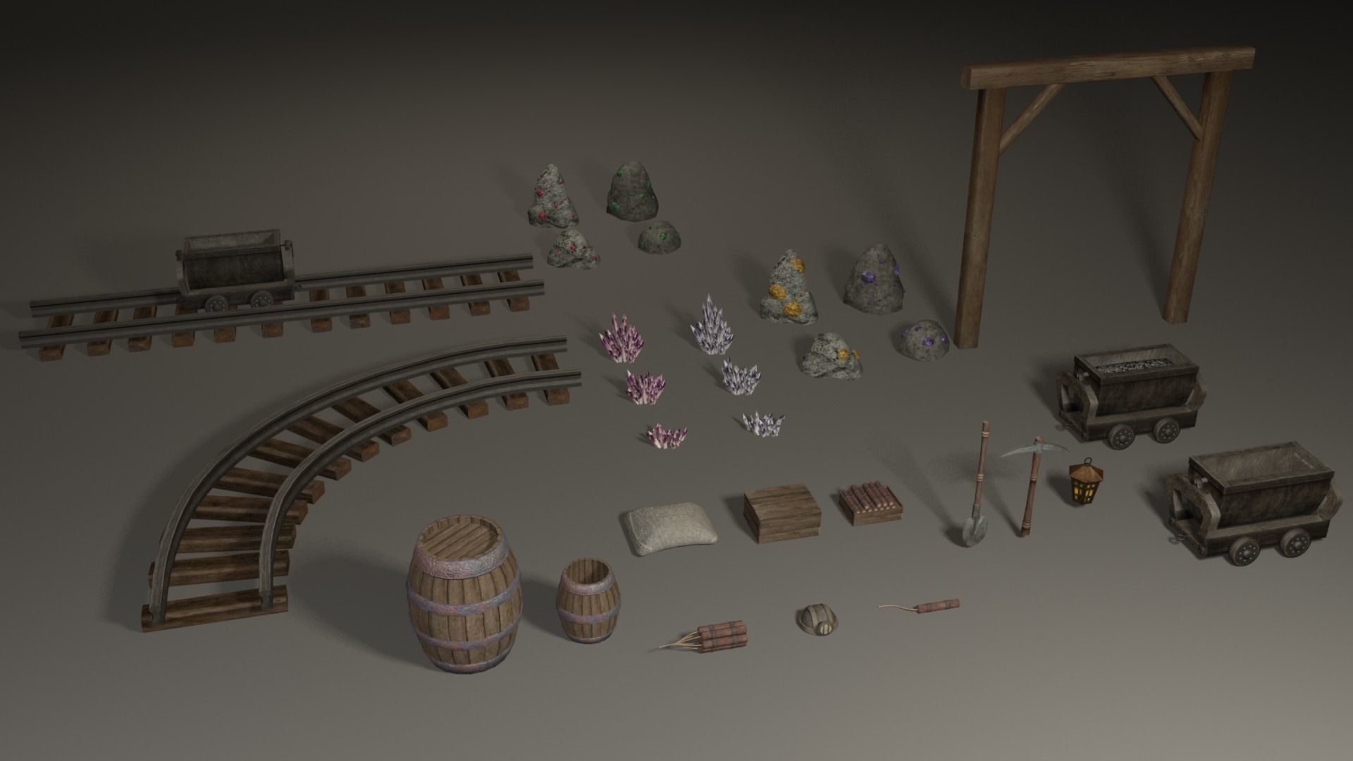 Miner pack - 29 items collection Low-poly 3D model_3