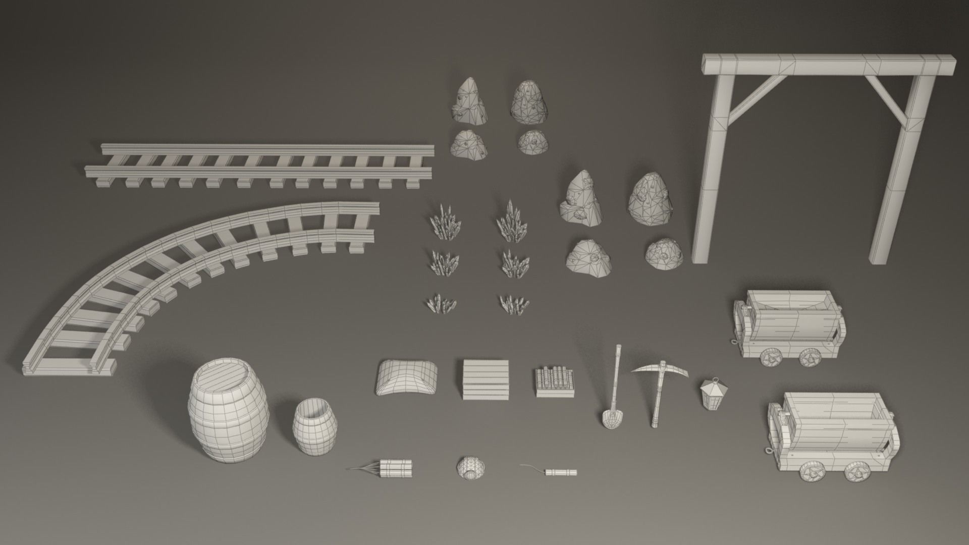 Miner pack - 29 items collection Low-poly 3D model_9