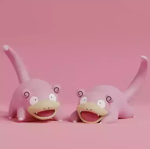 Pokemon - Slowpoke with 2 poses 3D print model
