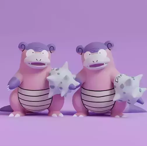 Pokemon - Galarian Slowbro with 2 poses 3D print model